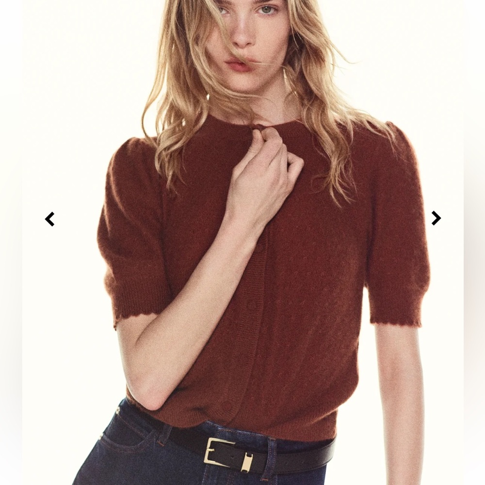 FRAME short sleeve pointelle cardigan